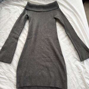 Hollister Gray Off-Shoulder Sweater Dress